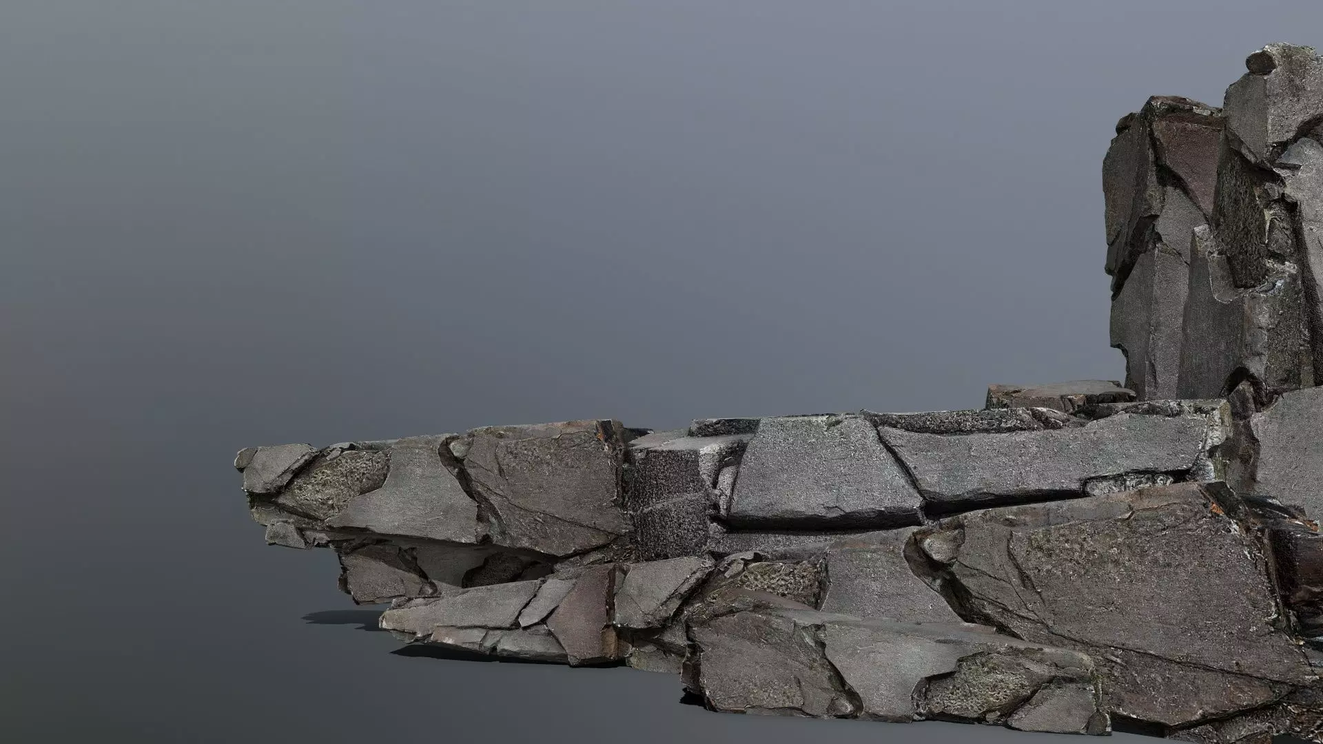 old cliff Rock  Low-poly 3D model_0