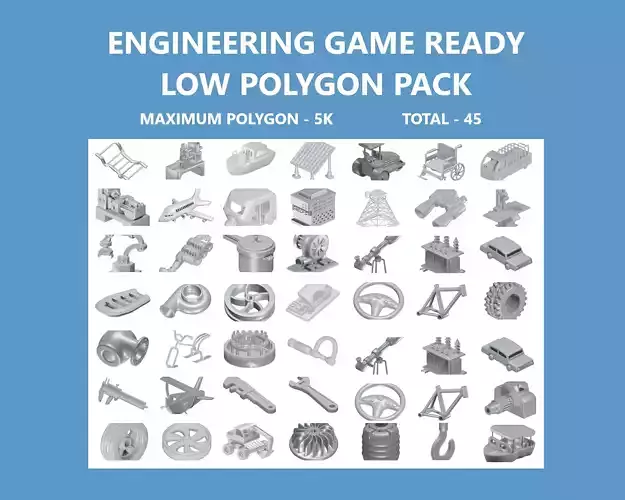 ENGINEERING GAME READY LOW POLYGON PACK 3D Model Collection