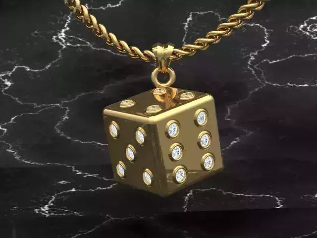 Dice Pendant Gold - Diamonds 