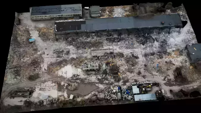 destroyed houses ruins terrain drone photogrammetry 