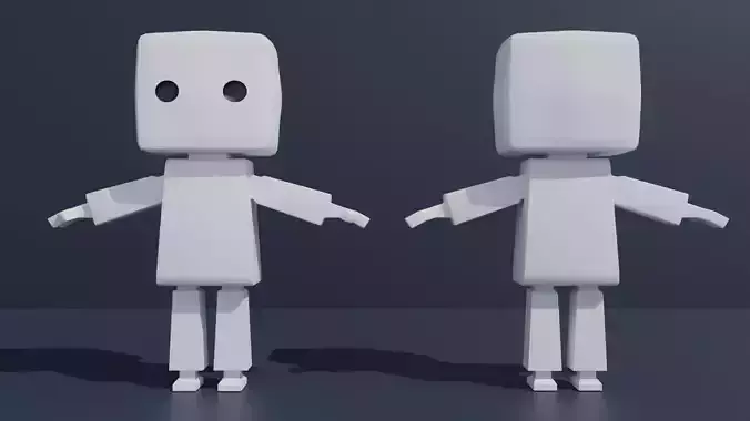 Simple Clean Low-Poly Robot Cute Character Low-poly 3D model