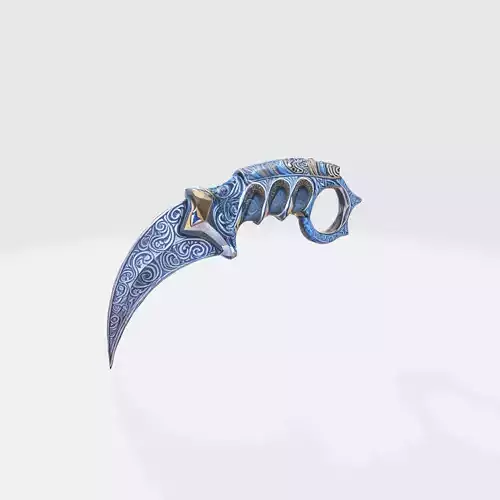 Ornate Blue Karambit Knife