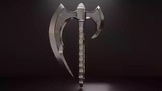 3D Low-Poly Double-headed Axe For Gaming