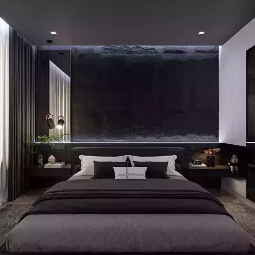 Modern black bedroom interior design