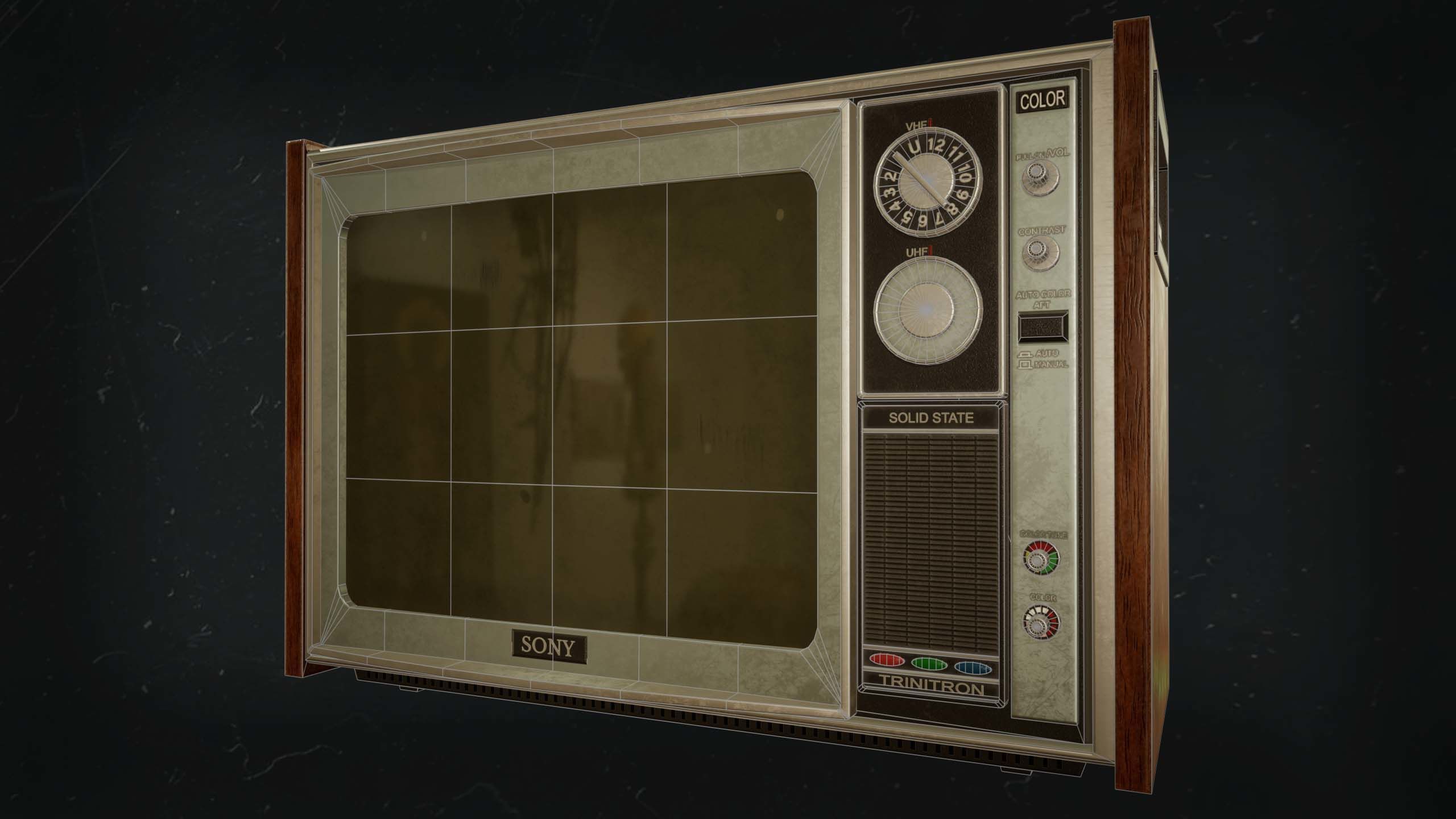 Vintage tv Low-poly 3D model_2