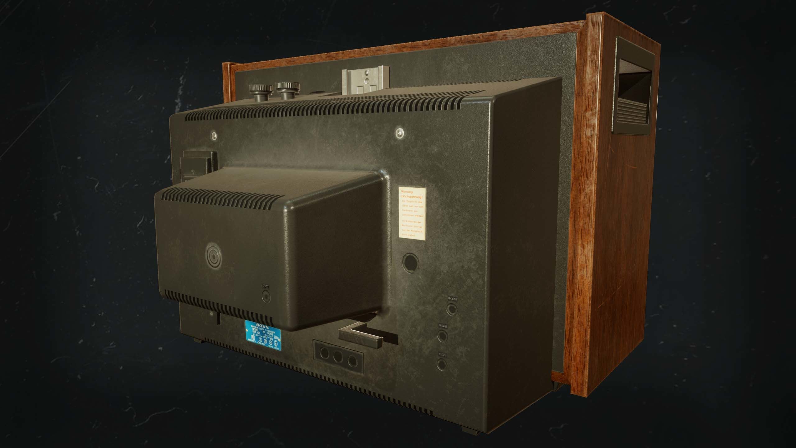 Vintage tv Low-poly 3D model_4