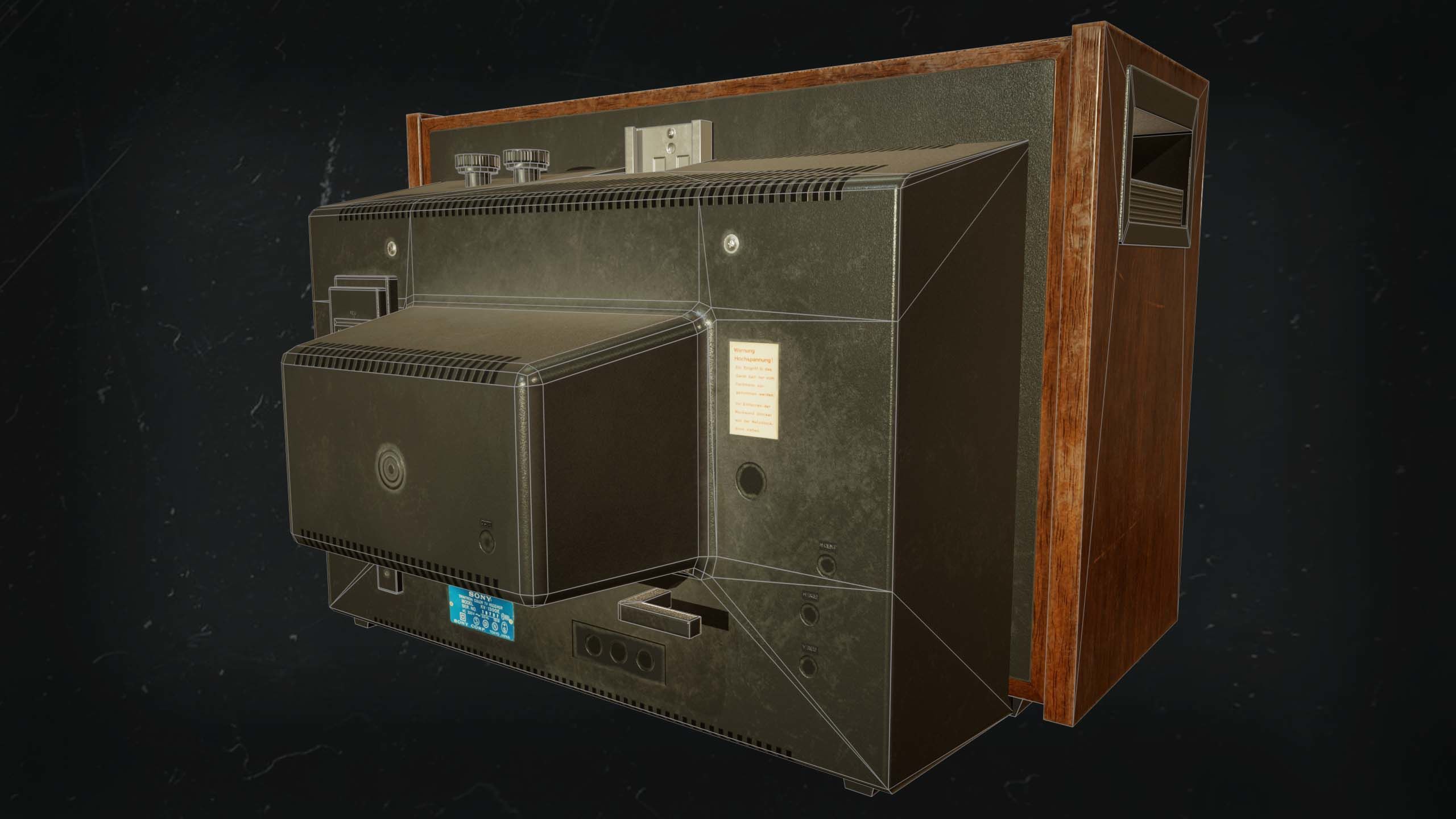 Vintage tv Low-poly 3D model_6