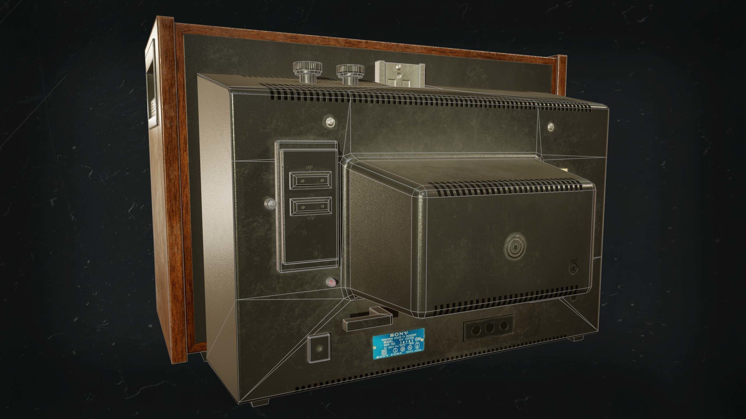 Vintage tv Low-poly 3D model_3