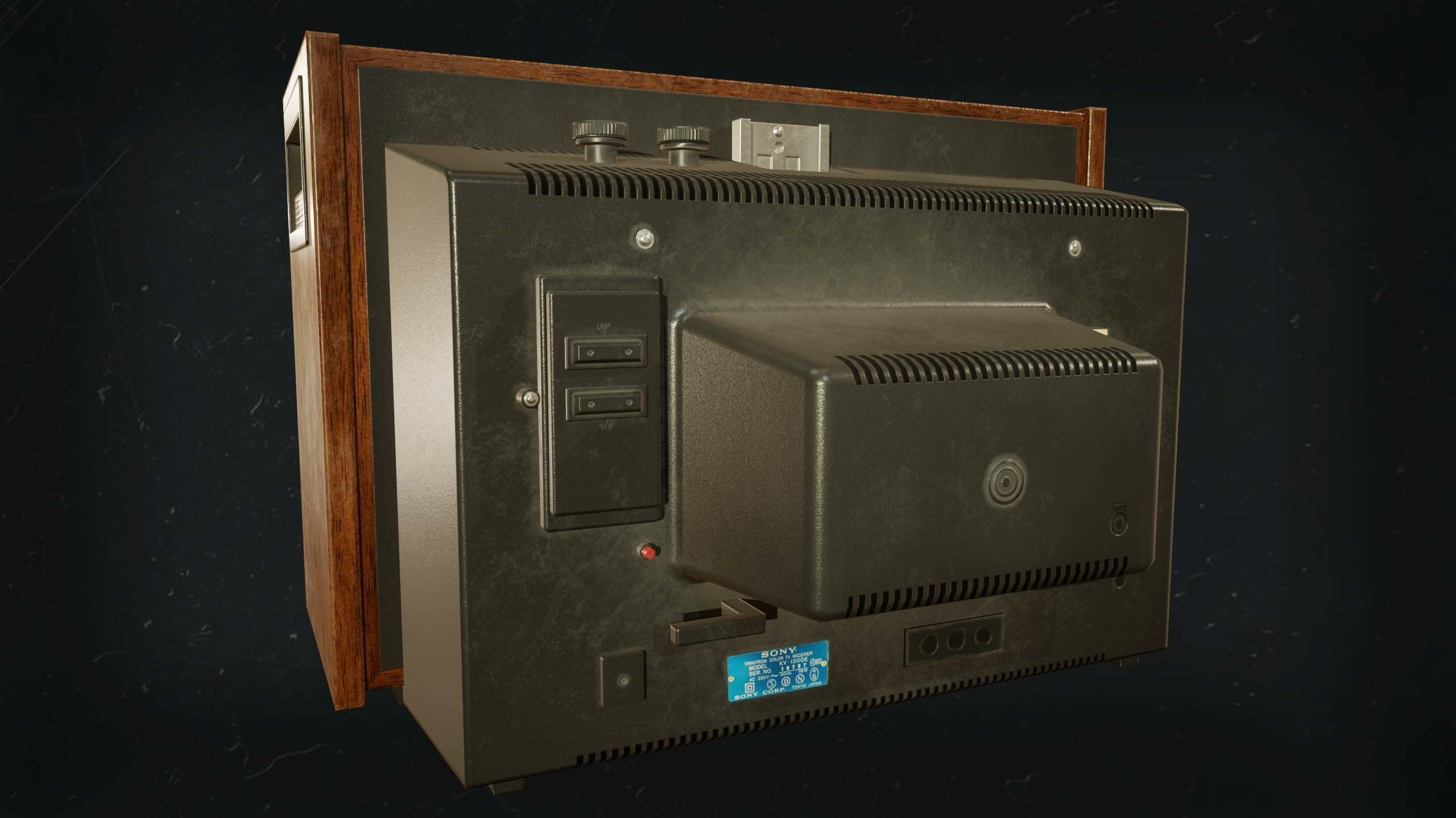 Vintage tv Low-poly 3D model_5