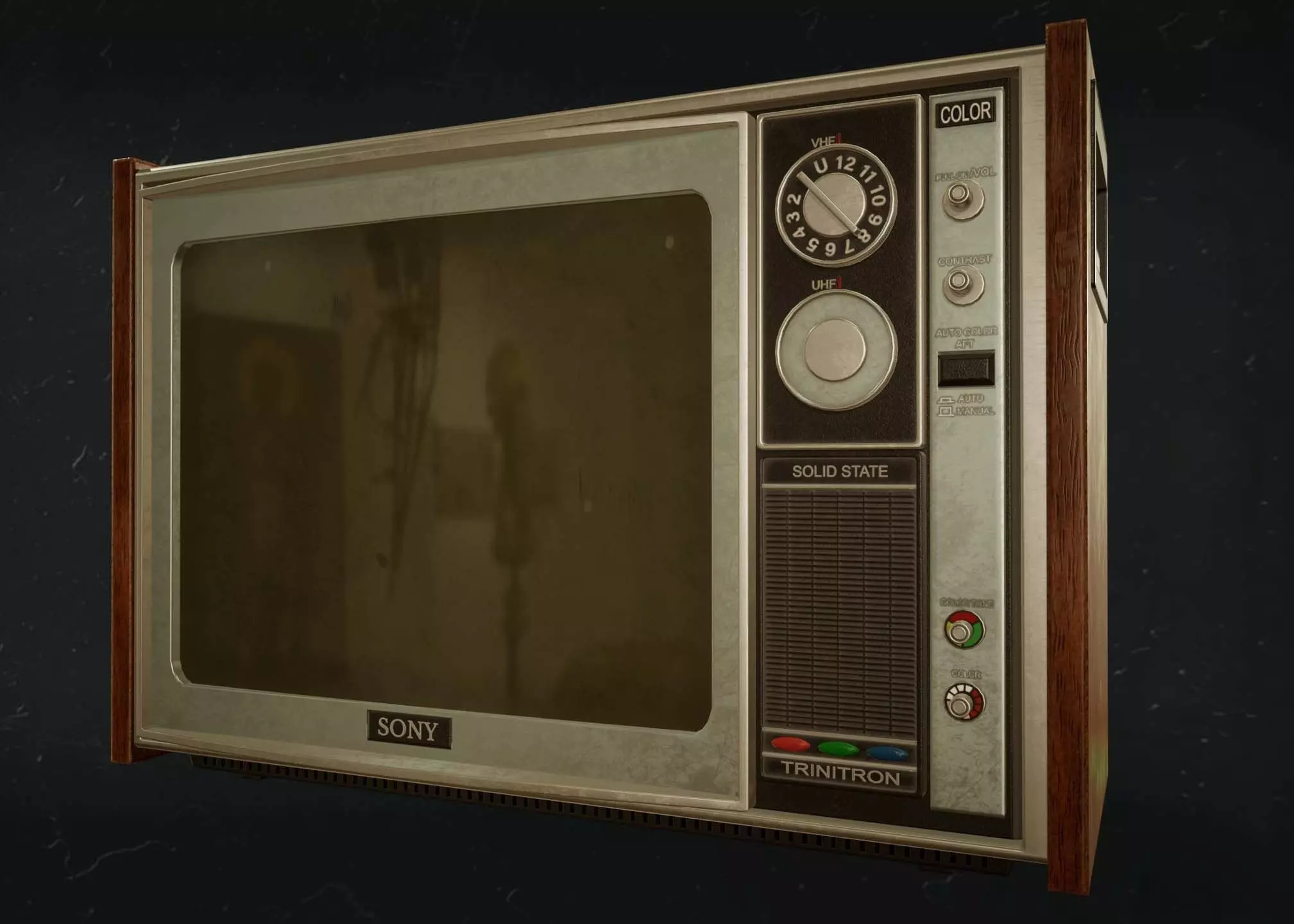 Vintage tv Low-poly 3D model_0