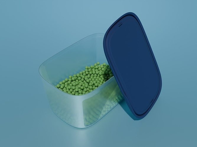 Tupperware One Touch Fresh box with fresh green peas 3D model 2