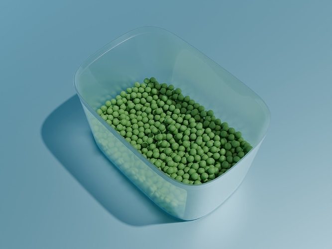 Tupperware One Touch Fresh box with fresh green peas 3D model 7