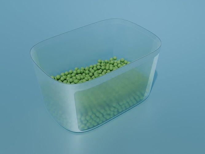 Tupperware One Touch Fresh box with fresh green peas 3D model 4