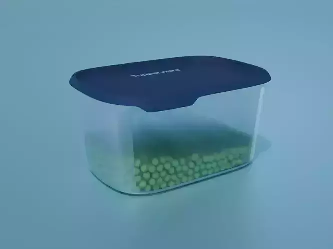 Tupperware One Touch Fresh box with fresh green peas 3D model