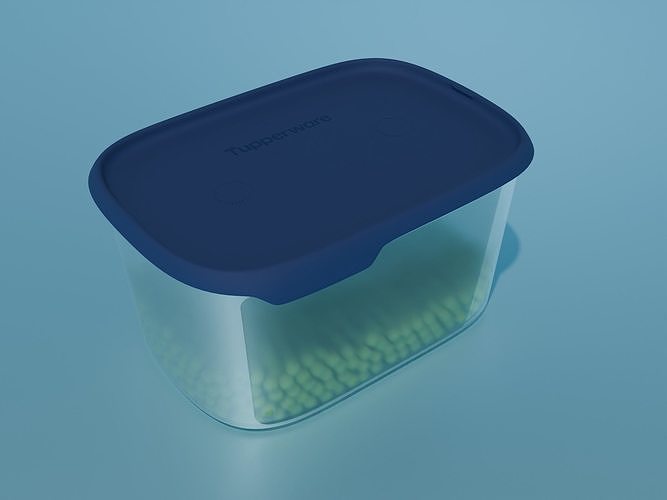 Tupperware One Touch Fresh box with fresh green peas 3D model 3