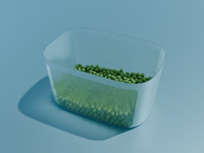 Tupperware One Touch Fresh box with fresh green peas 3D model 6