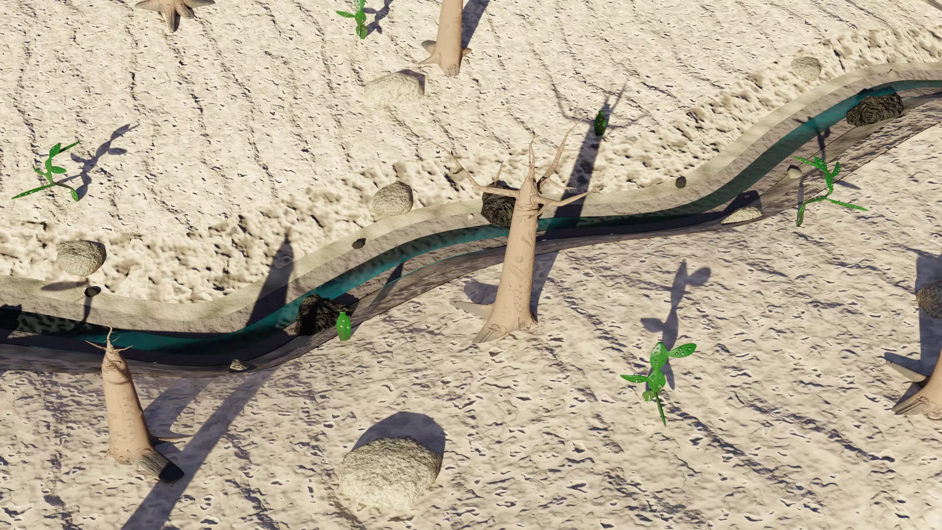 Desert terrain 3D Model Low-poly 3D model_0