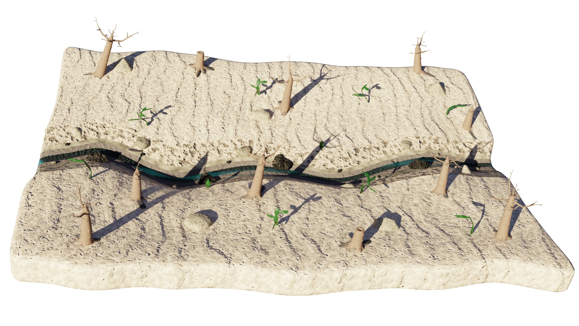 Desert terrain 3D Model Low-poly 3D model_2