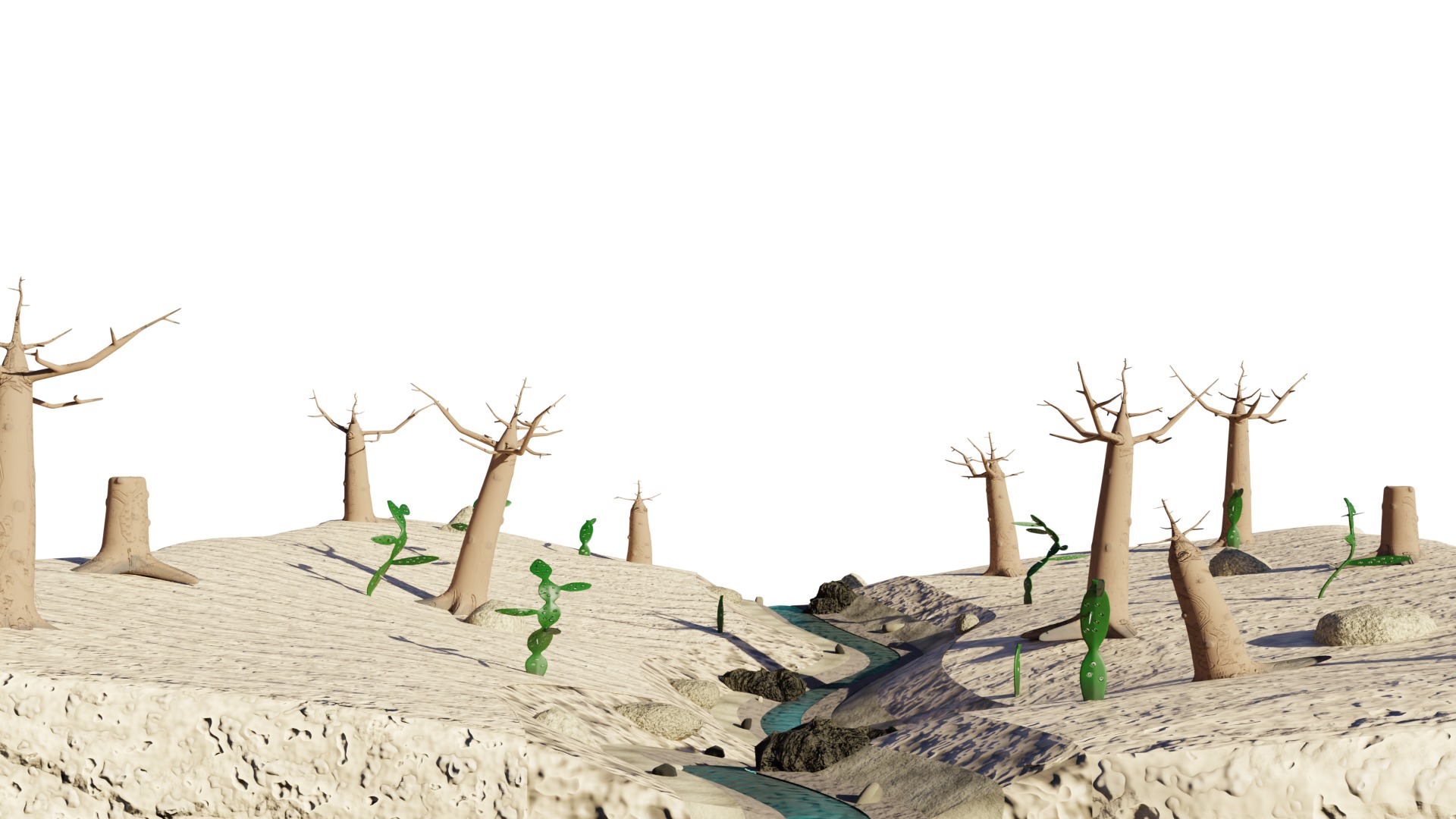 Desert terrain 3D Model Low-poly 3D model_4