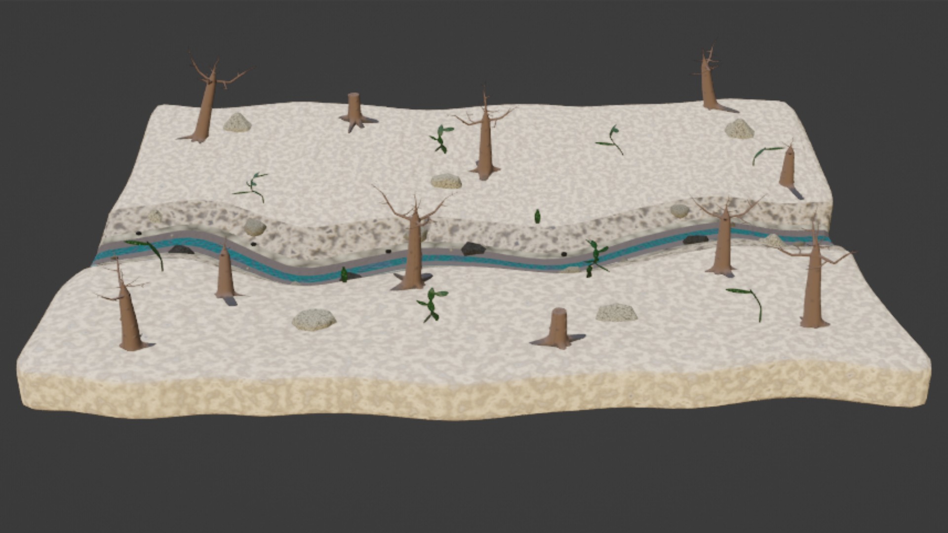 Desert terrain 3D Model Low-poly 3D model_9
