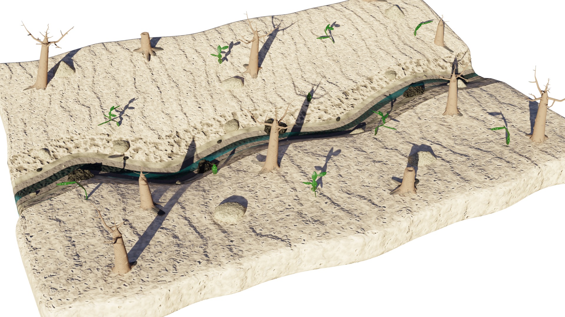 Desert terrain 3D Model Low-poly 3D model_1