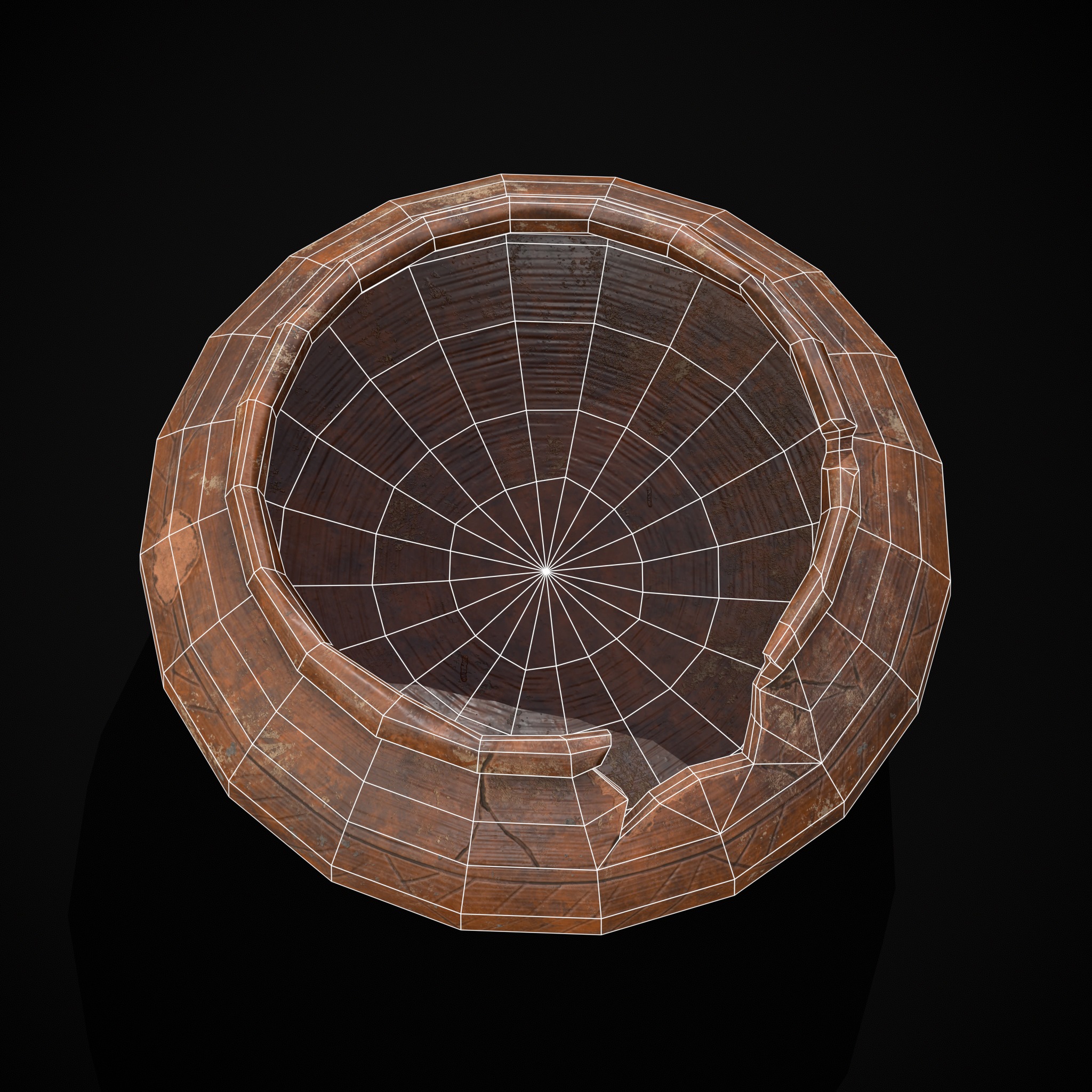 Viking Designed Cracked Clay Bowl Low-poly 3D model_4
