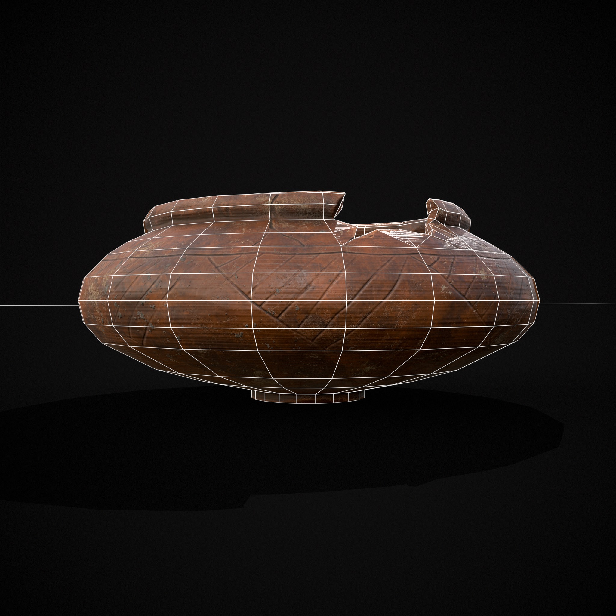 Viking Designed Cracked Clay Bowl Low-poly 3D model_6