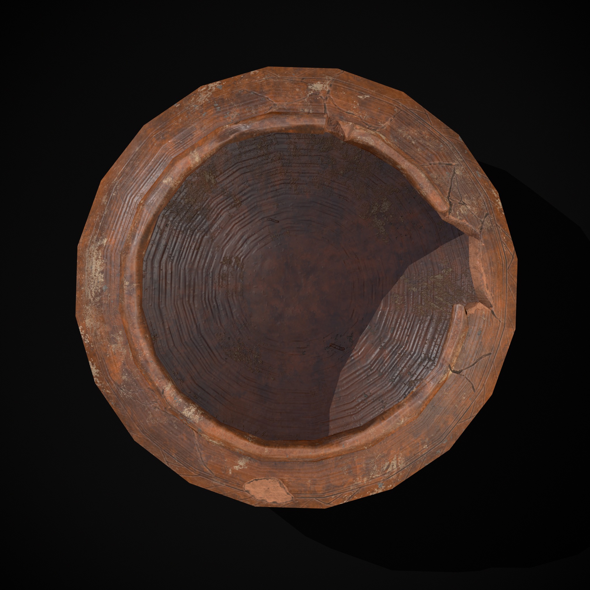 Viking Designed Cracked Clay Bowl Low-poly 3D model_13