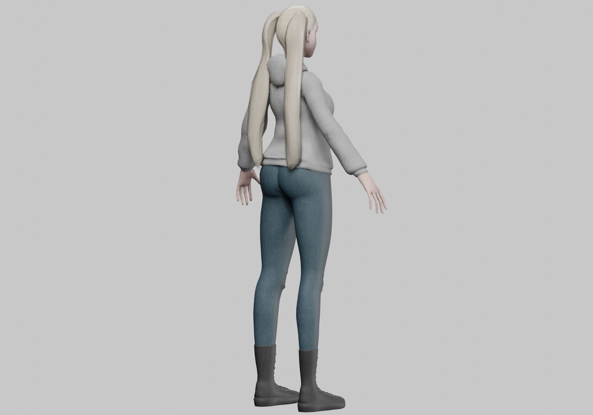 pretty blond woman V28617  Low-poly 3D model_5