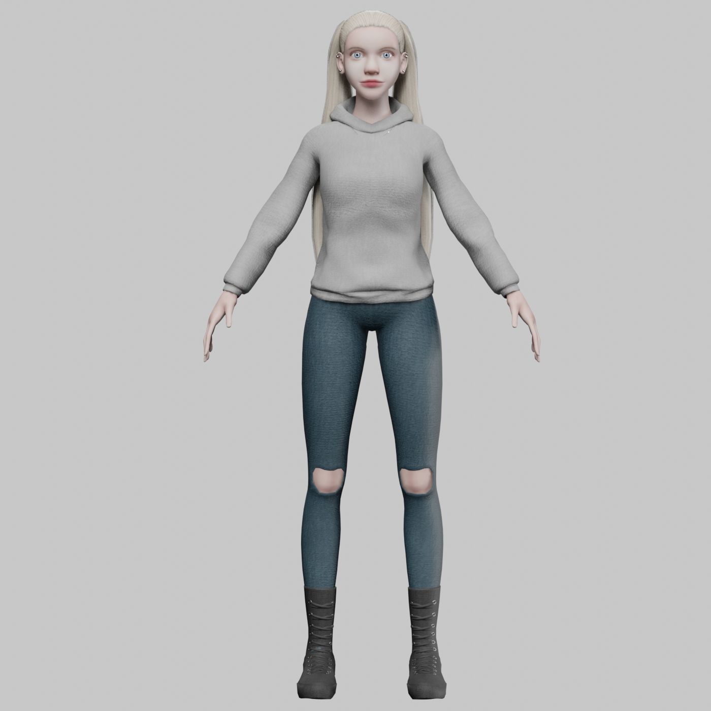 pretty blond woman V28617  Low-poly 3D model_9
