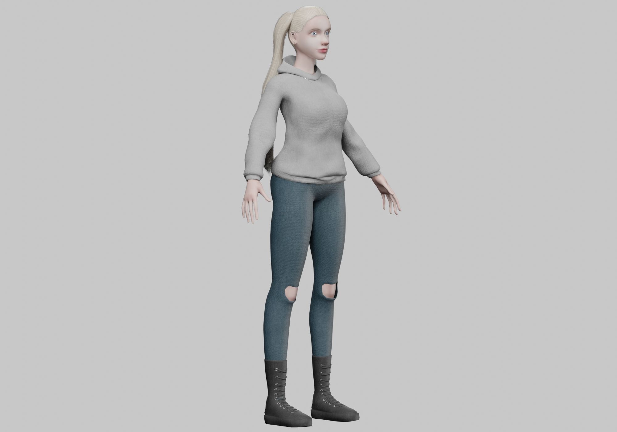 pretty blond woman V28617  Low-poly 3D model_3