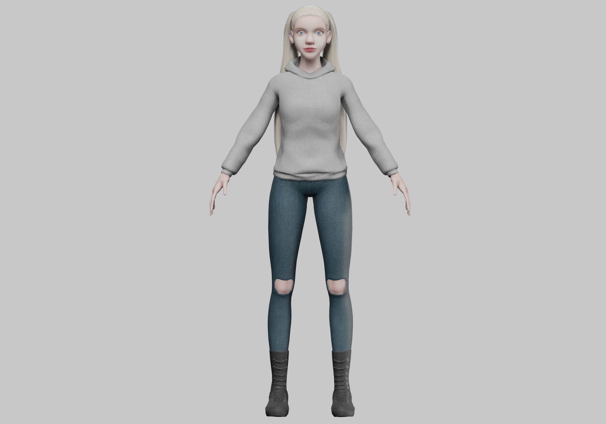 pretty blond woman V28617  Low-poly 3D model_1