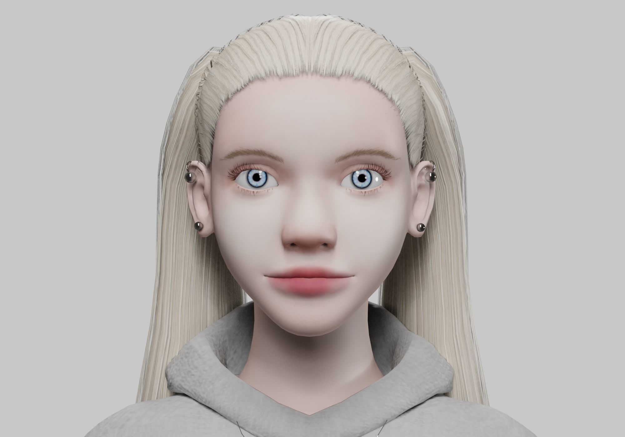 pretty blond woman V28617  Low-poly 3D model_2