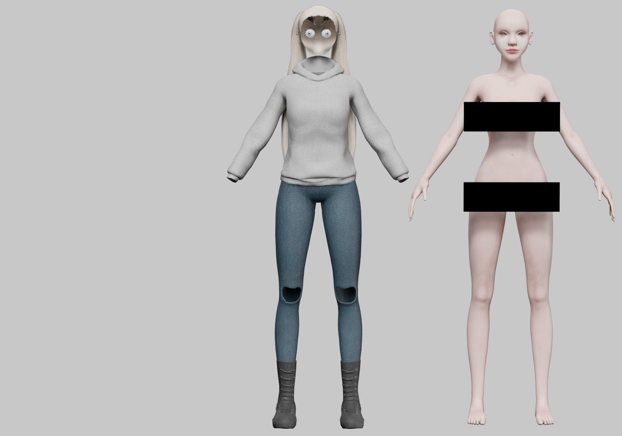 pretty blond woman V28617  Low-poly 3D model_8