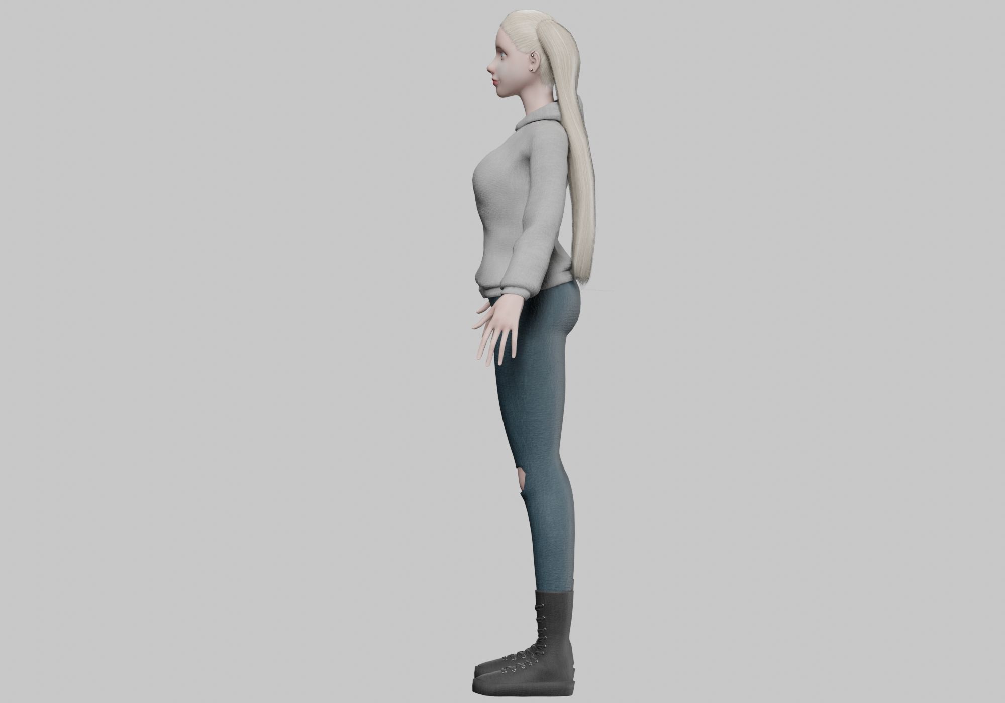 pretty blond woman V28617  Low-poly 3D model_7