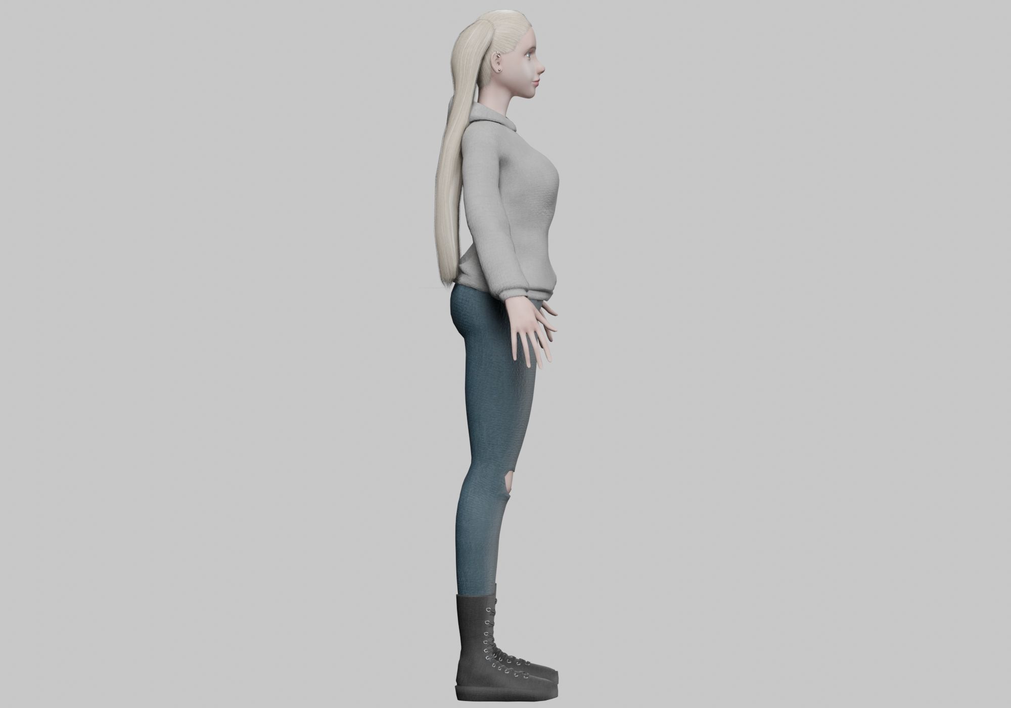 pretty blond woman V28617  Low-poly 3D model_4