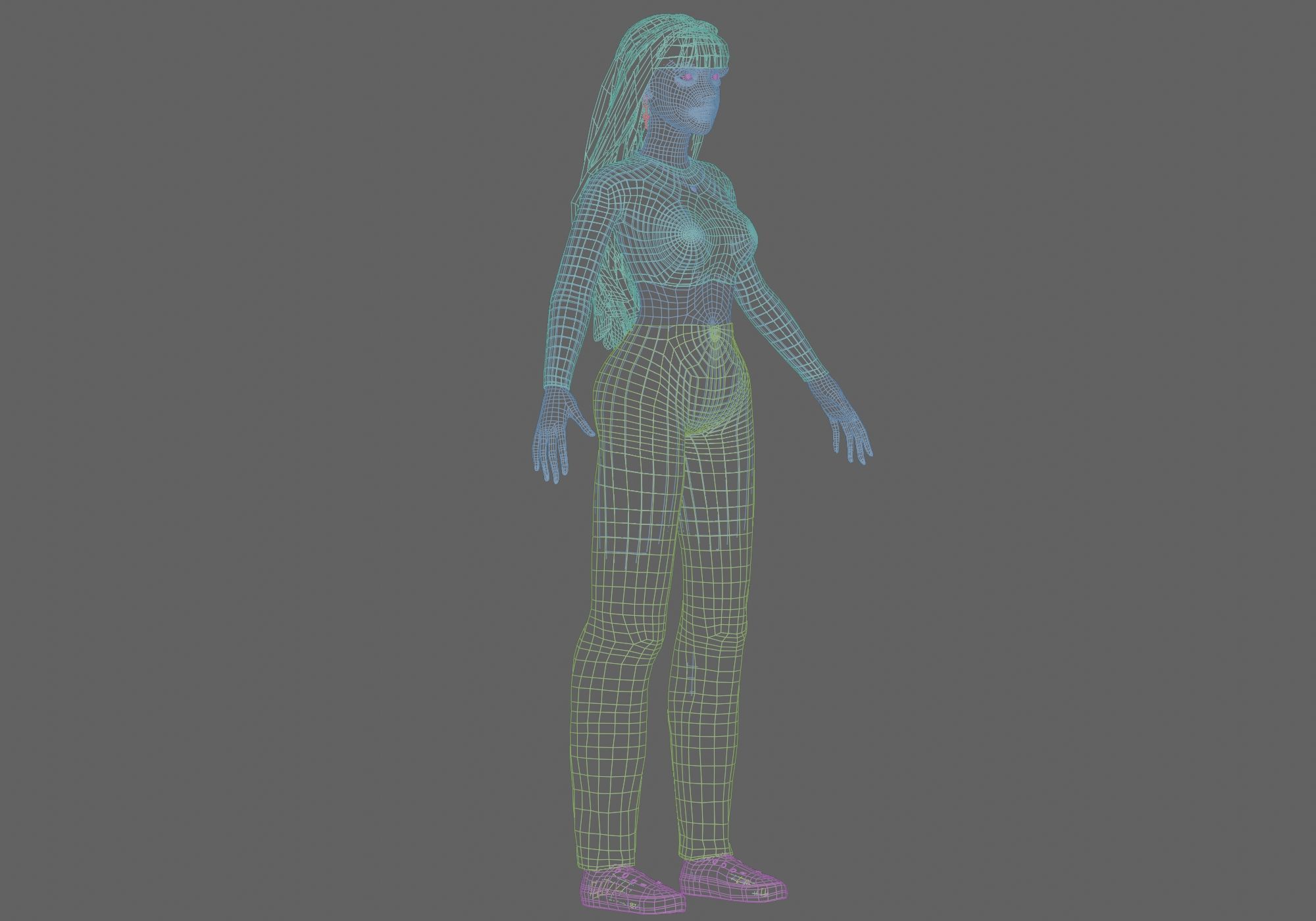 blond cute woman V35348  Low-poly 3D model_11