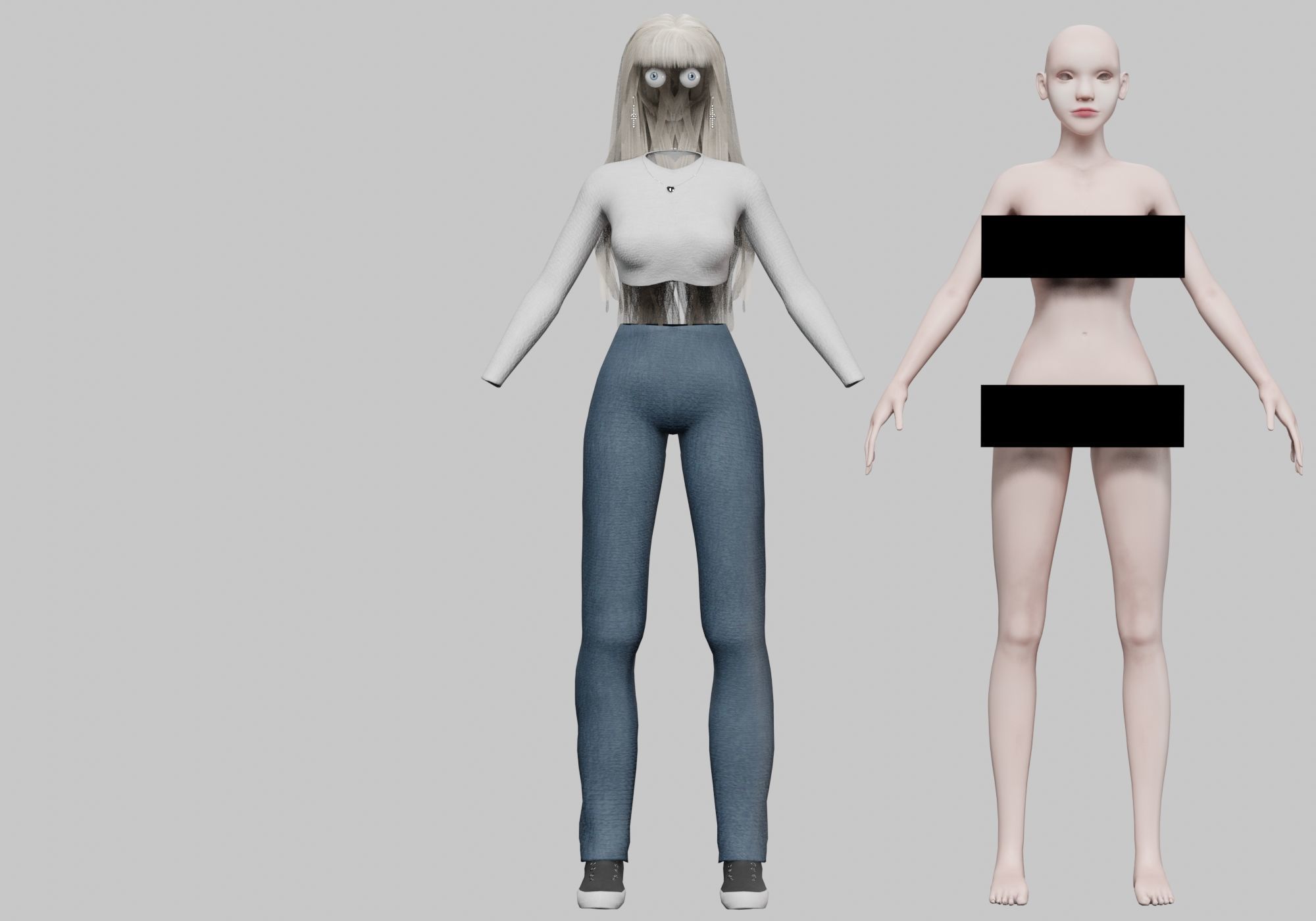 blond cute woman V35348  Low-poly 3D model_8
