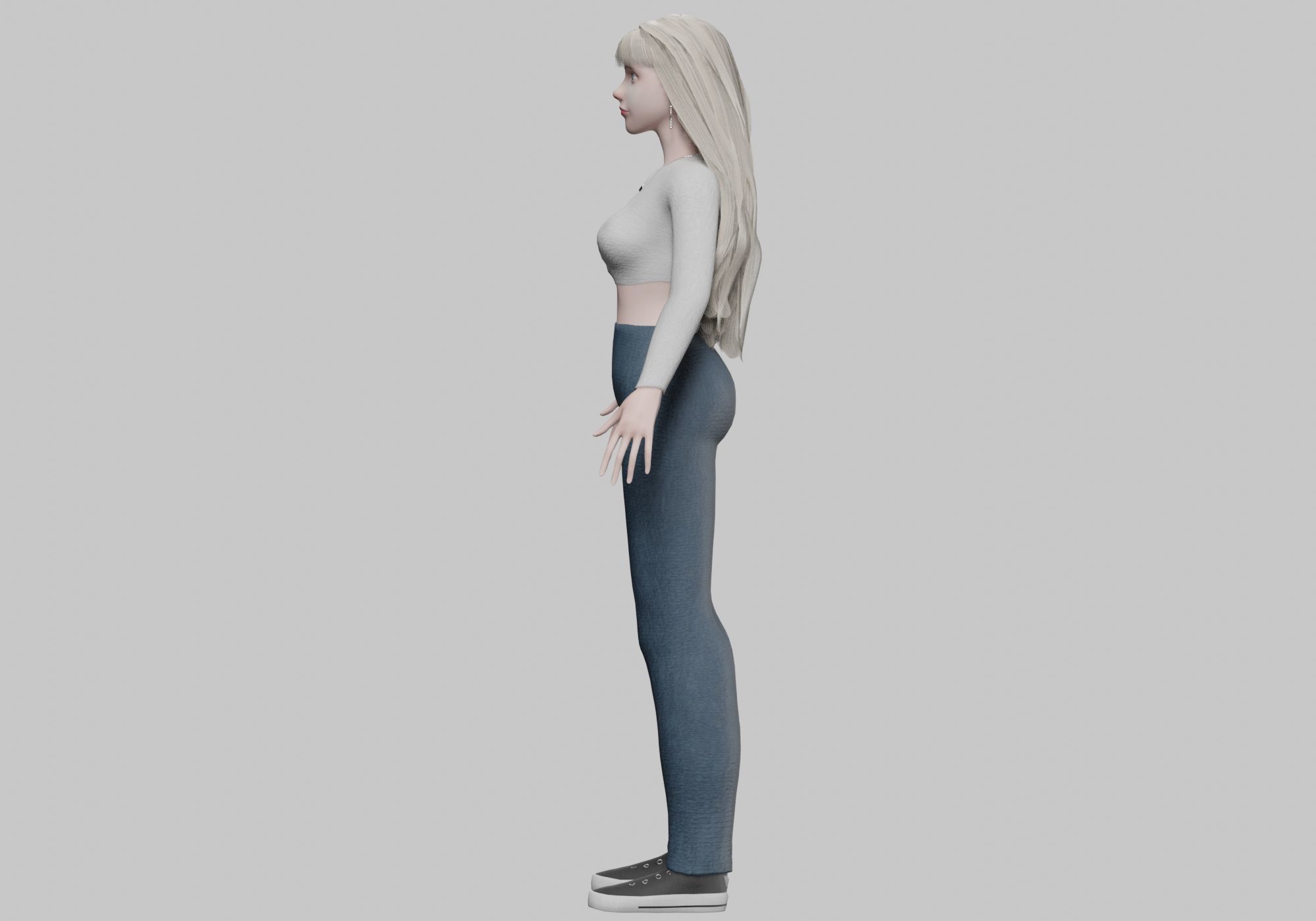 blond cute woman V35348  Low-poly 3D model_7