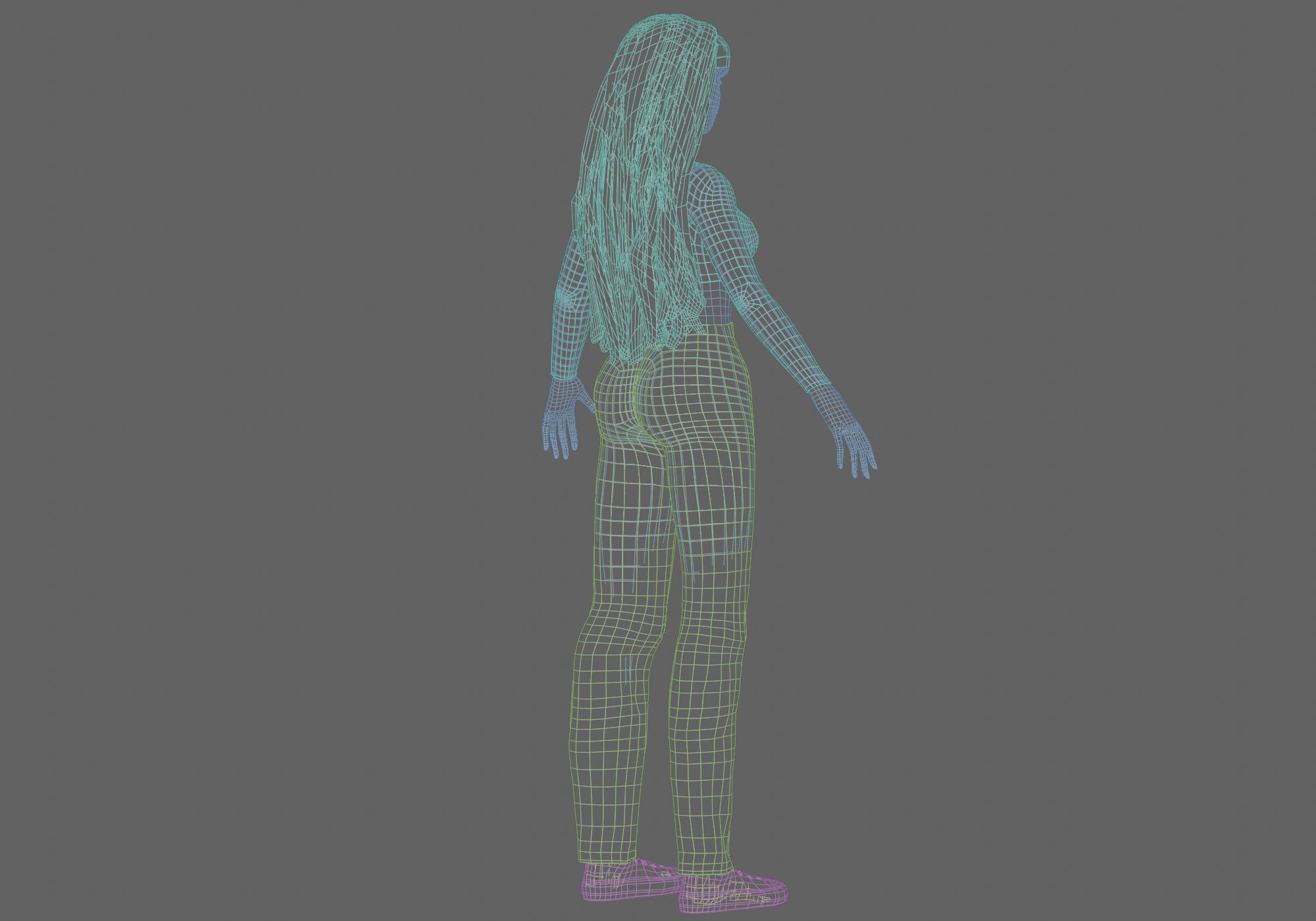 blond cute woman V35348  Low-poly 3D model_13