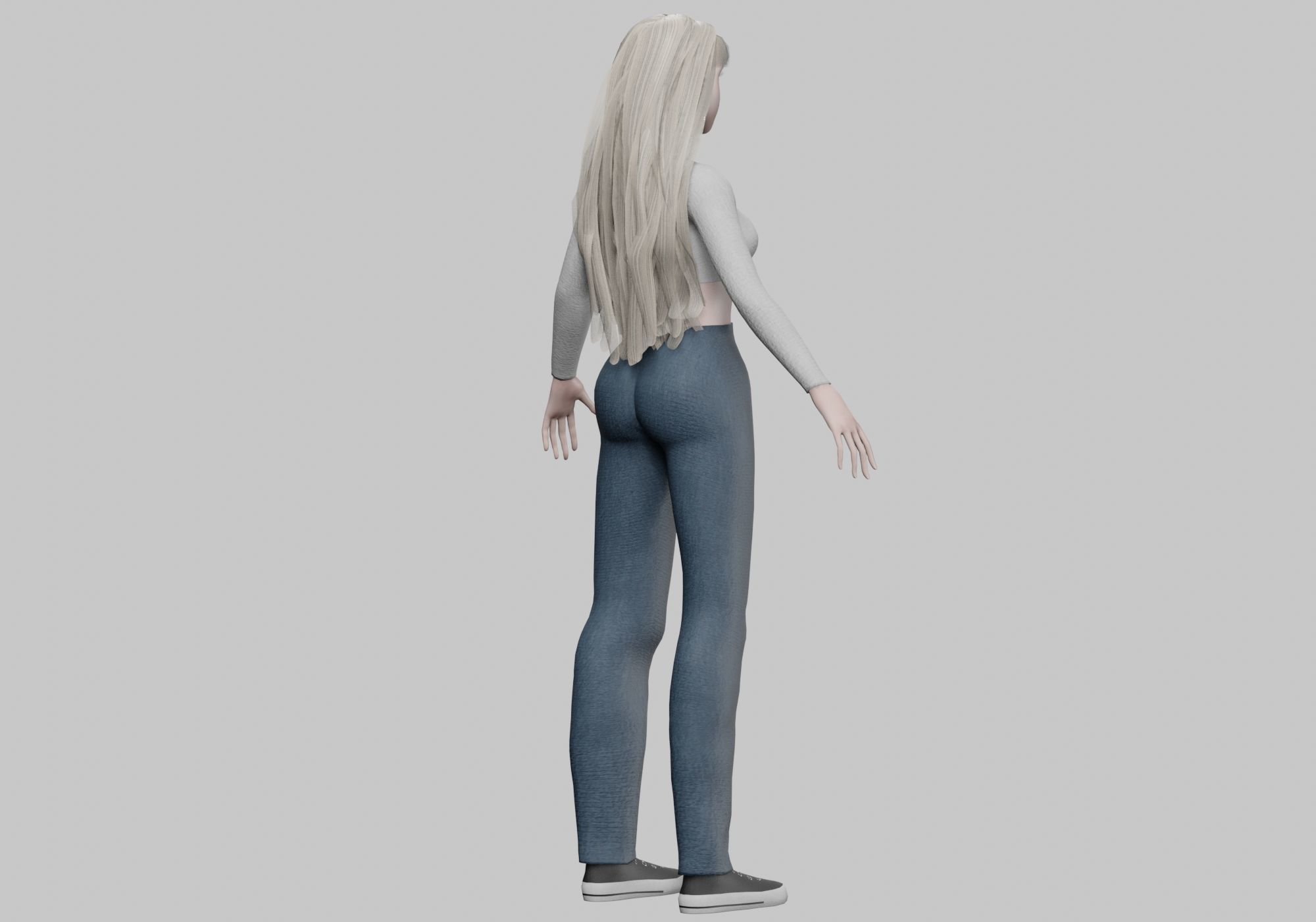 blond cute woman V35348  Low-poly 3D model_5