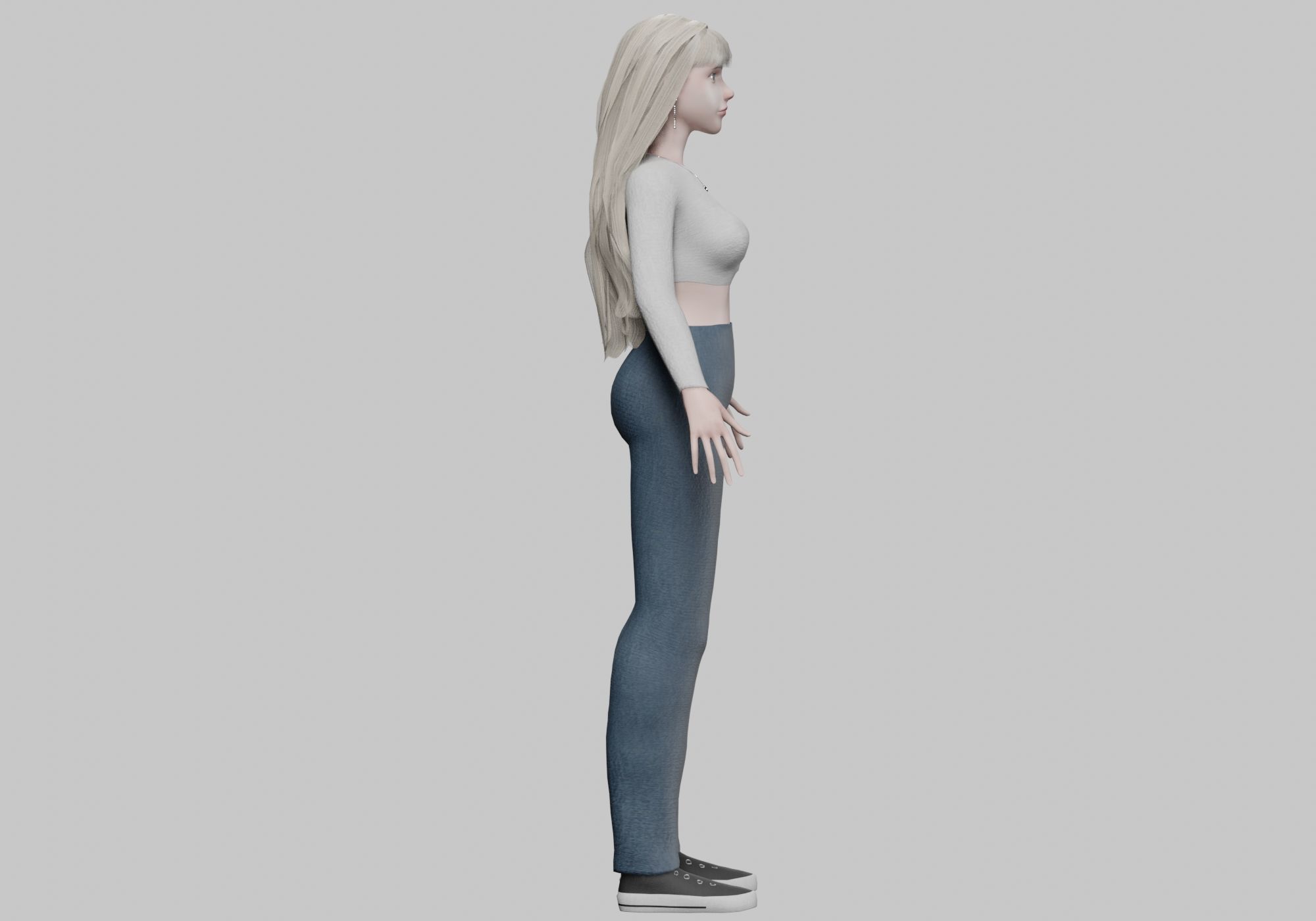 blond cute woman V35348  Low-poly 3D model_4