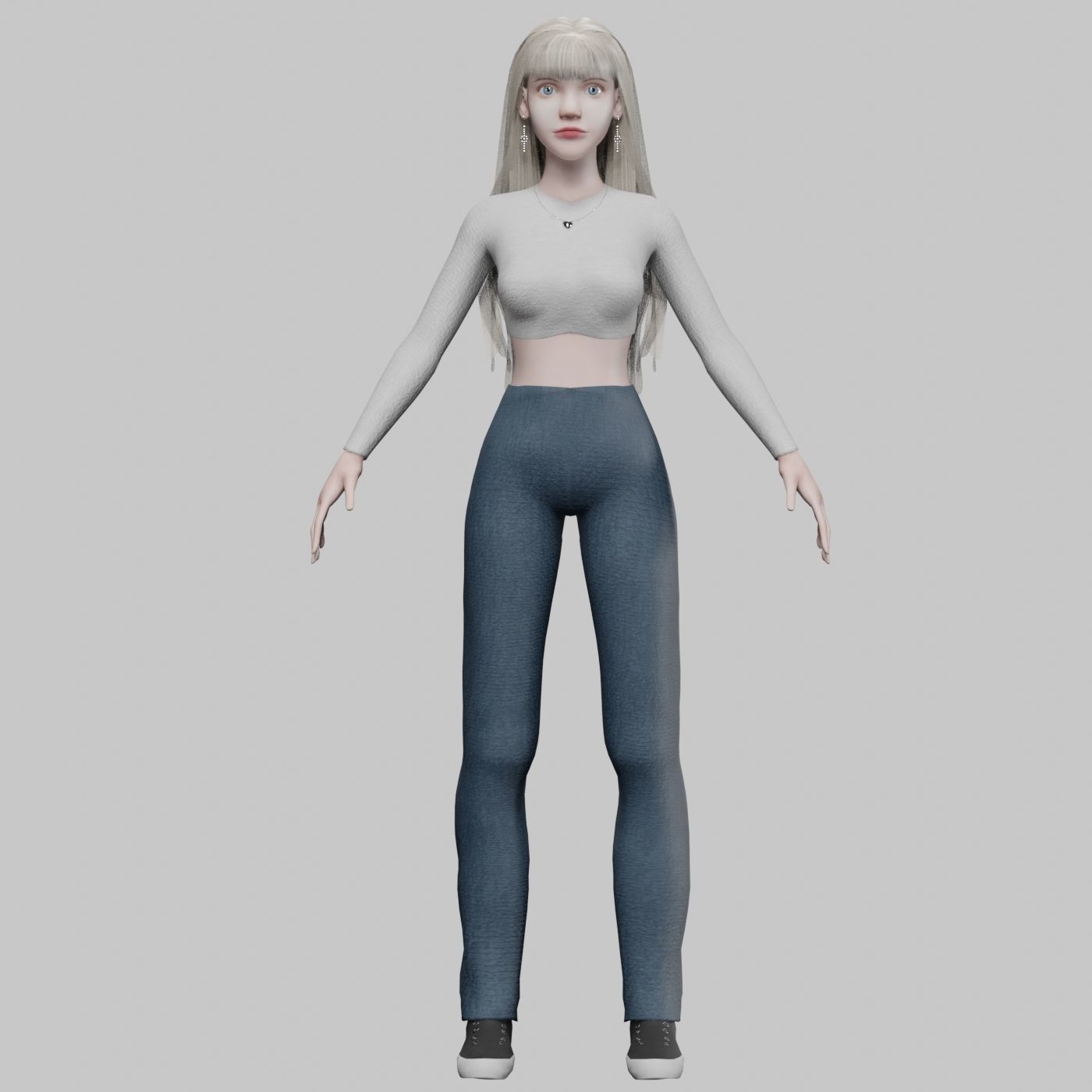 blond cute woman V35348  Low-poly 3D model_9