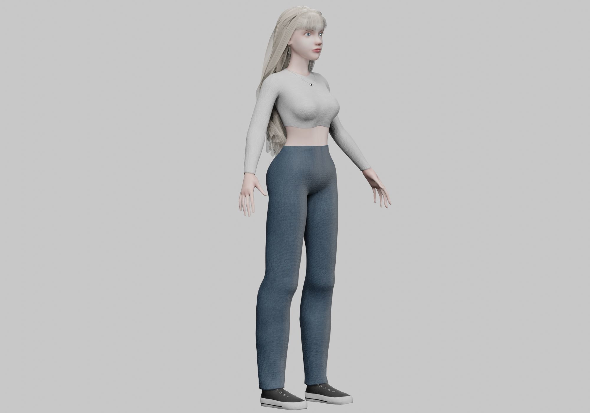 blond cute woman V35348  Low-poly 3D model_3