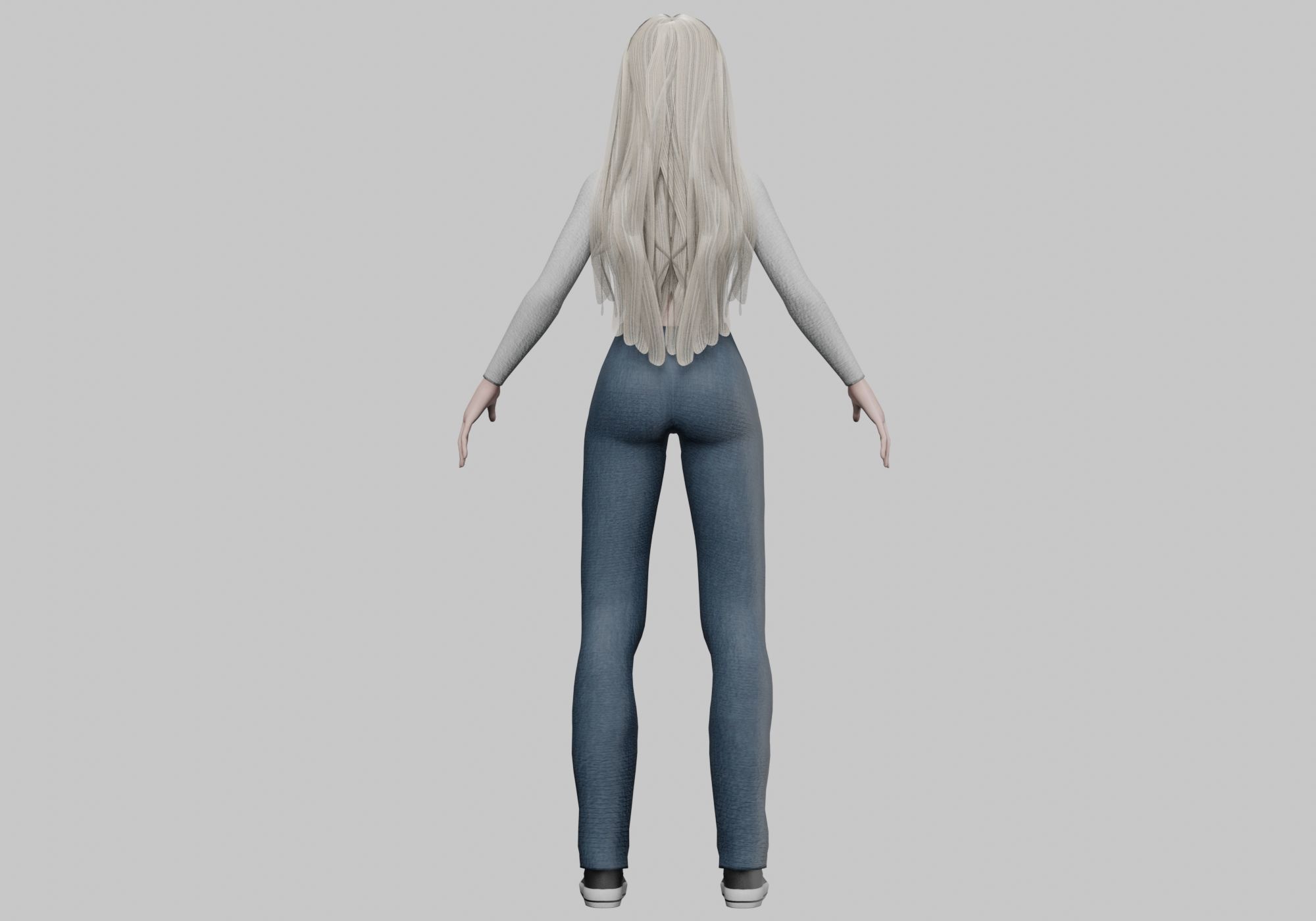 blond cute woman V35348  Low-poly 3D model_6