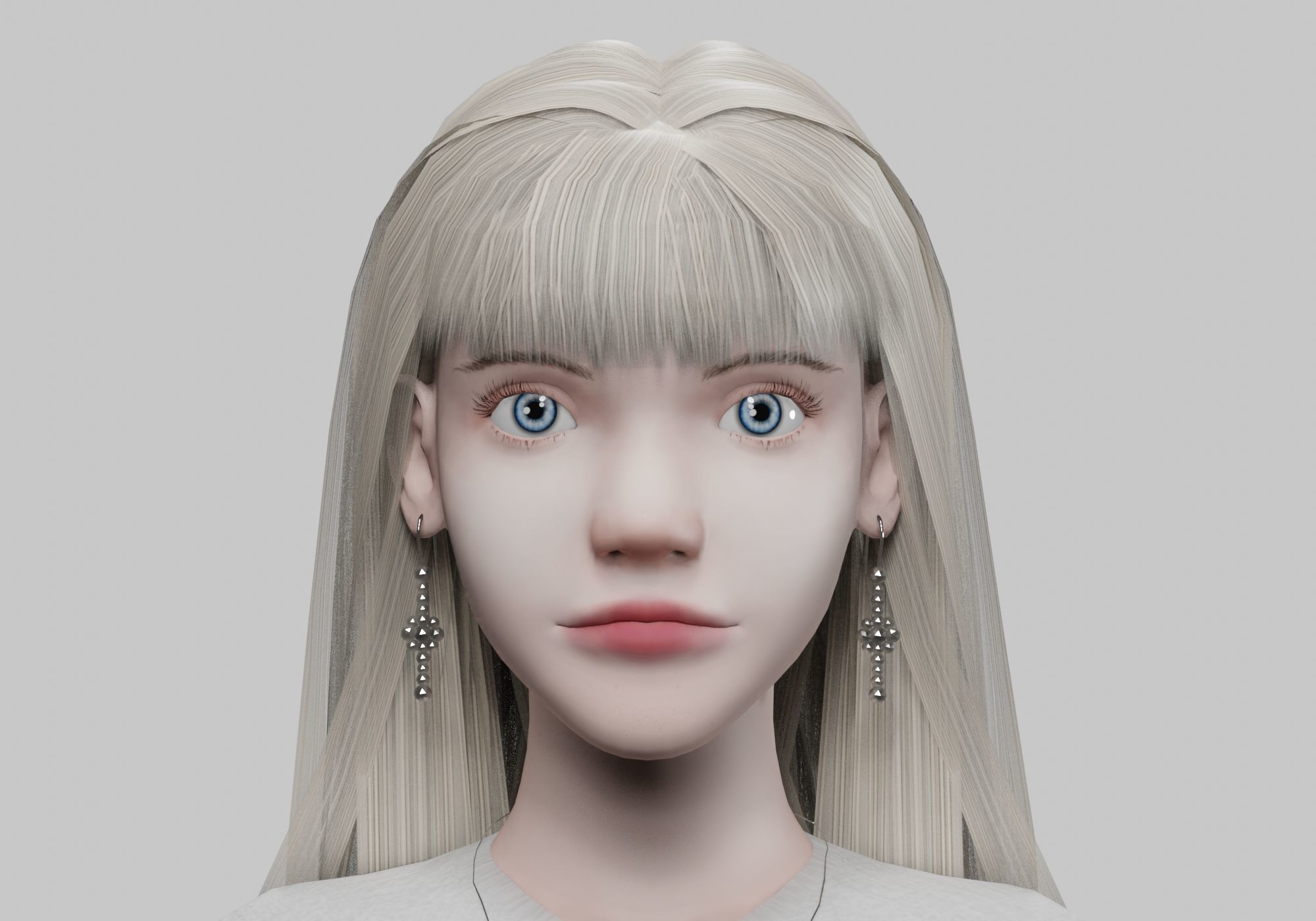 blond cute woman V35348  Low-poly 3D model_2