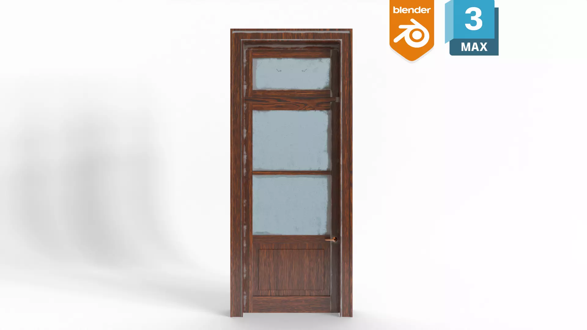 Antique Door Low-poly 3D model_0