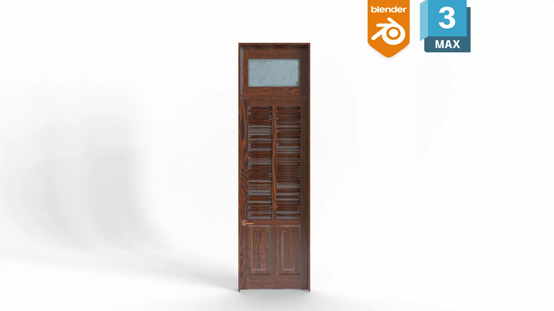 Antique Door Low-poly 3D model_0