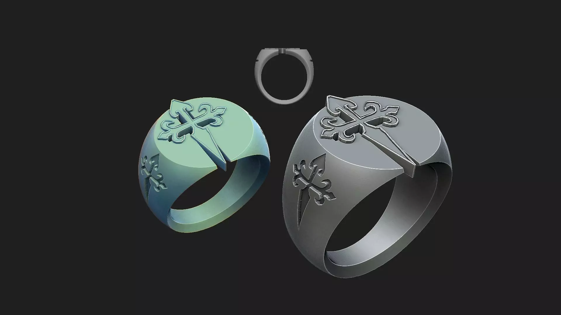 man ring with cross 2 3D print model_0