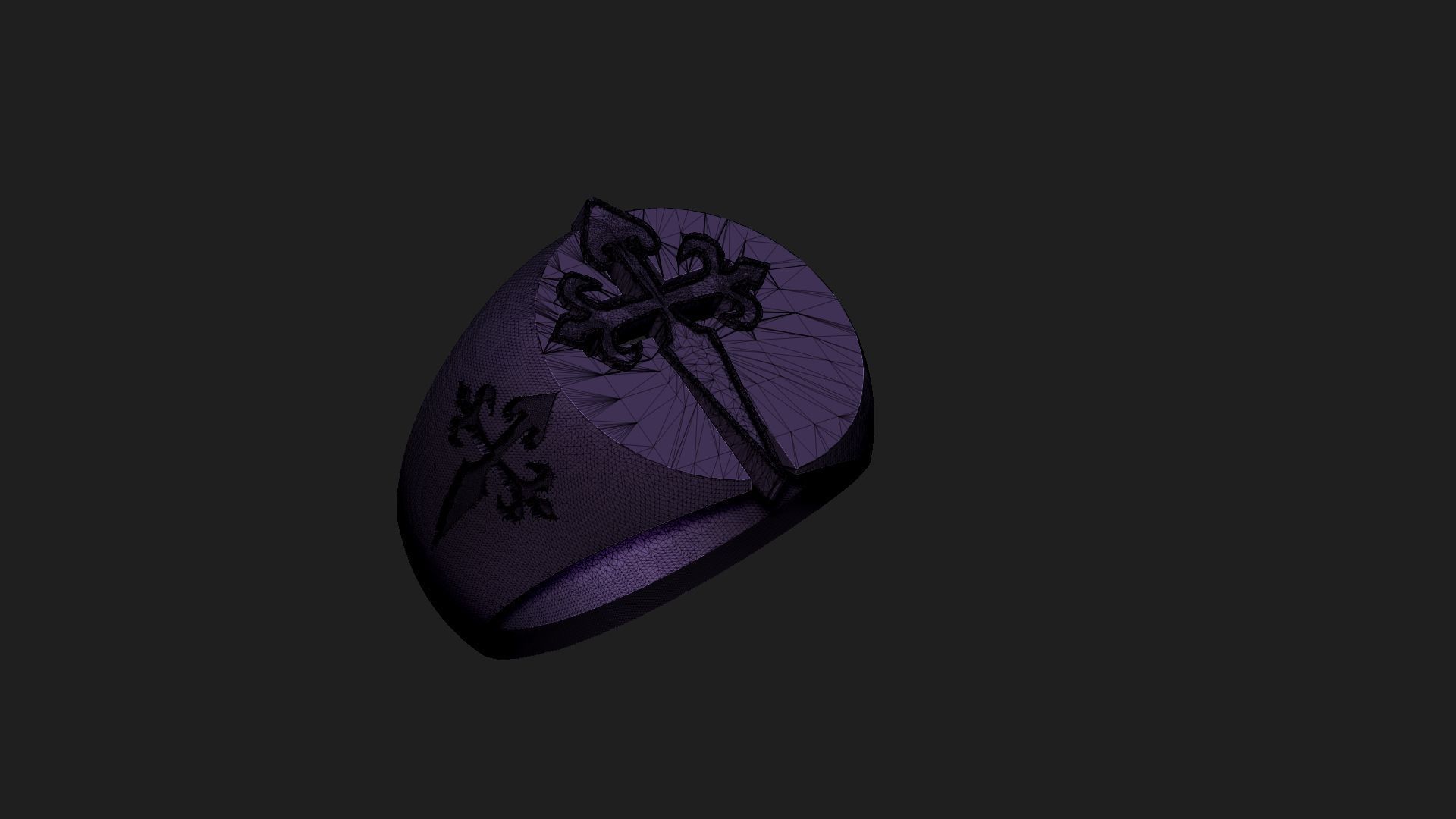 man ring with cross 2 3D print model_4